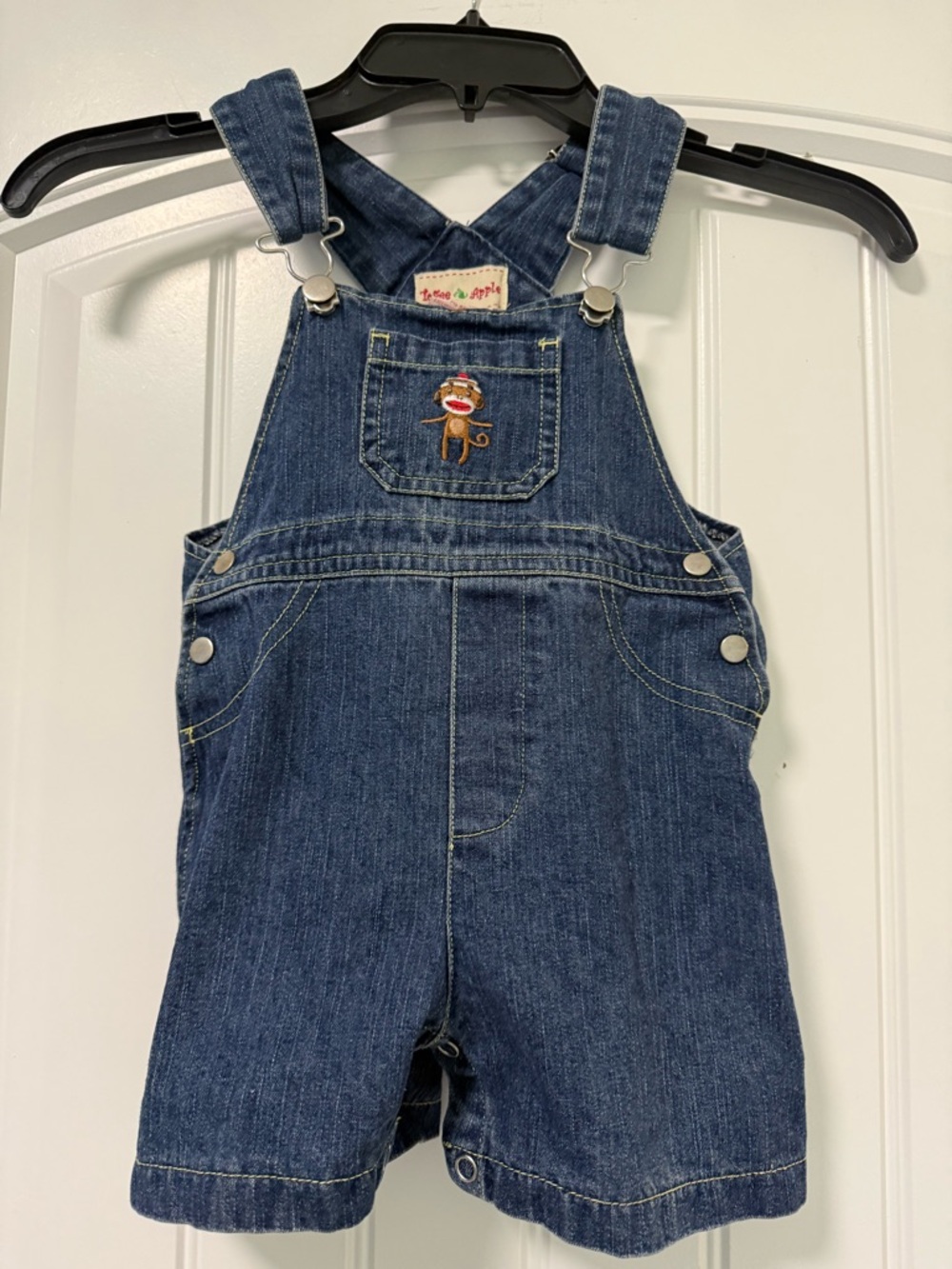 Vintage Toffee Apple Sock Monkey Denim Overall Shorts